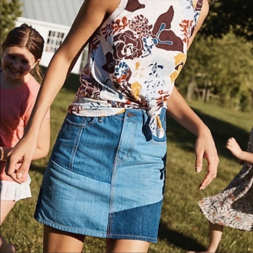 Levi's X Anthropologie Everyday Patchwork Denim Skirt